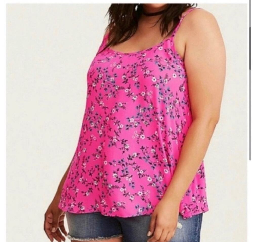 Torrid Pink Floral corset lace up back tank top